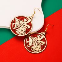 1 Pair Cute Round Christmas Tree Santa Claus Plating Carving Alloy Gold Plated Drop Earrings sku image 8