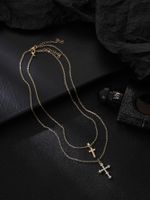 Elegant Streetwear Cross Copper Inlay Zircon Pendant Necklace main image 2