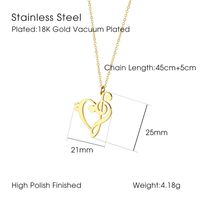 304 Stainless Steel 18K Gold Plated Simple Style Plating Heart Shape Pendant Necklace main image 6