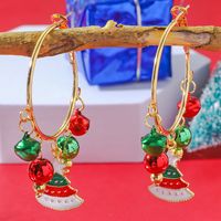 Wholesale Jewelry Cute Christmas Tree Alloy Gold Plated Enamel Hoop Earrings main image 4