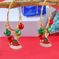 Wholesale Jewelry Cute Christmas Tree Alloy Gold Plated Enamel Hoop Earrings sku image 1