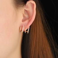 1 Pair Simple Style Classic Style Circle Plating Inlay Copper Zircon 14k Gold Plated Ear Studs main image 3