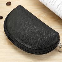 Unisex Solid Color Leather Zipper Card Holders main image 5