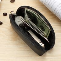 Unisex Solid Color Leather Zipper Card Holders main image 4