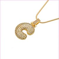 Style Vintage Lettre Le Cuivre Placage Incruster Zircon Plaqué Or 18k Pendentif sku image 14