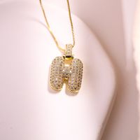 Style Vintage Lettre Le Cuivre Placage Incruster Zircon Plaqué Or 18k Pendentif sku image 23