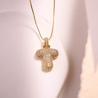 Style Vintage Lettre Le Cuivre Placage Incruster Zircon Plaqué Or 18k Pendentif sku image 26