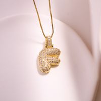 Style Vintage Lettre Le Cuivre Placage Incruster Zircon Plaqué Or 18k Pendentif sku image 3