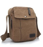 Men's Cotton Solid Color Streetwear Square Zipper Shoulder Bag sku image 4