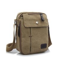Men's Cotton Solid Color Streetwear Square Zipper Shoulder Bag main image 4