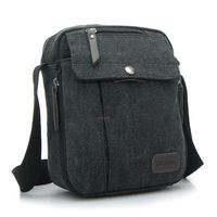 Men's Cotton Solid Color Streetwear Square Zipper Shoulder Bag sku image 6