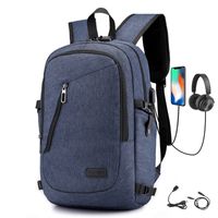 Unisex Solid Color Oxford Cloth Zipper Functional Backpack Laptop Backpack sku image 3