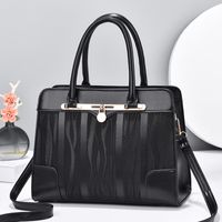 Women's Pu Leather Stripe Elegant Square Zipper Handbag main image 5