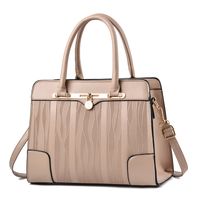 Women's Pu Leather Stripe Elegant Square Zipper Handbag sku image 6