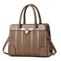 Women's Pu Leather Stripe Elegant Square Zipper Handbag sku image 3