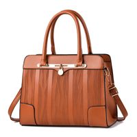 Women's Pu Leather Stripe Elegant Square Zipper Handbag sku image 4