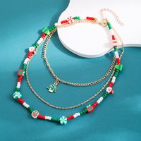 Cute Christmas Tree Bell Snowflake Alloy Plating Inlay Crystal Gold Plated Christmas Unisex Pendant Necklace main image 8