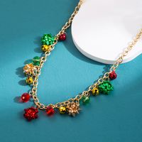 Cute Christmas Tree Bell Snowflake Alloy Plating Inlay Crystal Gold Plated Christmas Unisex Pendant Necklace main image 3