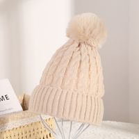 Women's Cute Basic Solid Color Twist Pom Poms Eaveless Wool Cap sku image 4