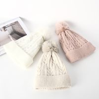 Women's Basic Simple Style Solid Color Twist Pom Poms Eaveless Wool Cap main image 4