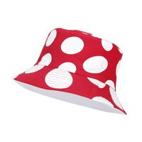 Unisex Cute Sweet Simple Style Polka Dots Mushroom Embroidery Printing Wide Eaves Bucket Hat main image 3