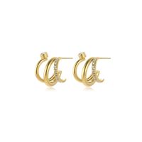 1 Pair Casual Classic Style Geometric Plating Inlay Stainless Steel Artificial Diamond Ear Studs main image 4