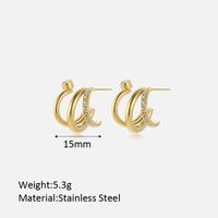 1 Pair Casual Classic Style Geometric Plating Inlay Stainless Steel Artificial Diamond Ear Studs sku image 1