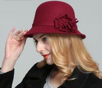 Women's Elegant Basic Simple Style Solid Color Flowers Wide Eaves Fedora Hat main image 4