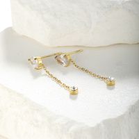 1 Pair Simple Style Classic Style Solid Color Plating Inlay Stainless Steel Artificial Diamond Drop Earrings main image 5