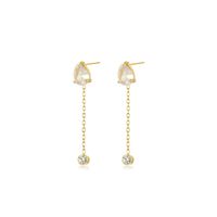 1 Pair Simple Style Classic Style Solid Color Plating Inlay Stainless Steel Artificial Diamond Drop Earrings main image 2