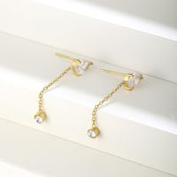 1 Pair Simple Style Classic Style Solid Color Plating Inlay Stainless Steel Artificial Diamond Drop Earrings main image 4