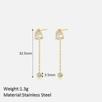 1 Pair Simple Style Classic Style Solid Color Plating Inlay Stainless Steel Artificial Diamond Drop Earrings sku image 1