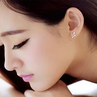 1 Pair Sweet Simple Style Butterfly Hollow Out Copper White Gold Plated Ear Studs main image 3