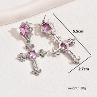 1 Pair Glam Classic Style Shiny Cross Plating Inlay Copper Copper Alloy Zircon 18K Gold Plated Drop Earrings sku image 1