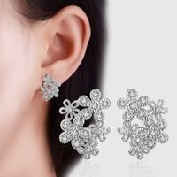 1 Pair Lady Flower Copper Ear Studs main image 1