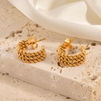 1 Pair Retro Roman Style Geometric Plating Stainless Steel Ear Studs main image 5