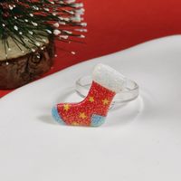 Cartoon Style Christmas Tree Santa Claus Christmas Socks Arylic Wholesale Rings main image 5