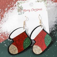 1 Pair Cute Santa Claus Christmas Socks Snowflake Arylic Drop Earrings sku image 1