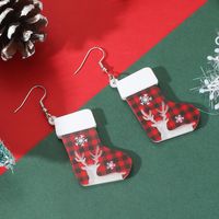 1 Pair Cute Santa Claus Christmas Socks Snowflake Arylic Drop Earrings main image 2