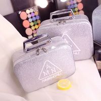 Streetwear Solid Color Pu Leather Square Makeup Bags main image 5