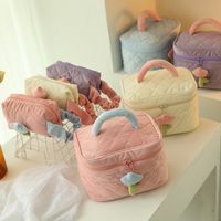 Cute Solid Color Polyester Corduroy Square Makeup Bags main image 1