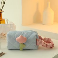 Cute Solid Color Polyester Corduroy Square Makeup Bags sku image 2