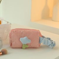Cute Solid Color Polyester Corduroy Square Makeup Bags sku image 1