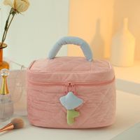 Cute Solid Color Polyester Corduroy Square Makeup Bags sku image 5