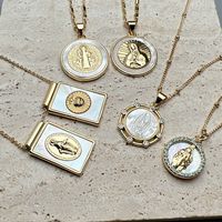Simple Style Classic Style Round Copper Plating Gold Plated Pendant Necklace main image 4