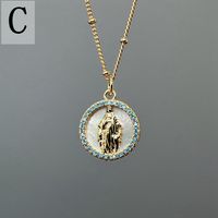 Simple Style Classic Style Round Copper Plating Gold Plated Pendant Necklace sku image 2