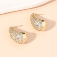 1 Pair Elegant Glam Water Droplets Plating Inlay Copper Rhinestones Ear Studs sku image 2