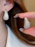 1 Pair Elegant Glam Water Droplets Plating Inlay Copper Rhinestones Ear Studs sku image 3