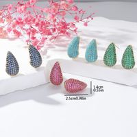 1 Par Elegante Glamour Gotitas De Agua Enchapado Embutido Cobre Diamantes De Imitación Pendientes main image 4