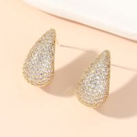 1 Pair Elegant Glam Water Droplets Plating Inlay Copper Rhinestones Ear Studs main image 6